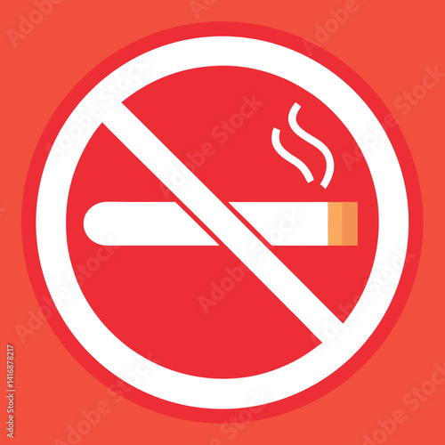 No smoking icon illustration whit solid colour outline.