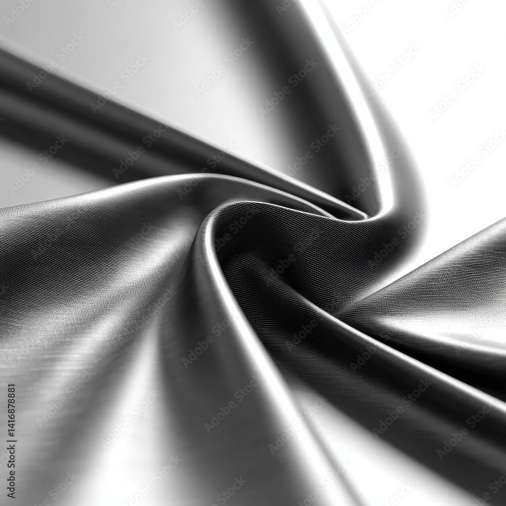 Elegant Silver Fabric: A Study in Texture, Light, and Form Creating a Smooth and Sophisticated Abstract Design