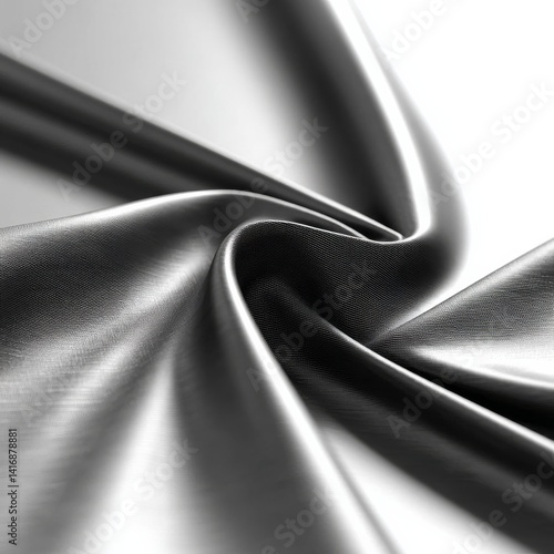 Elegant Silver Fabric: A Study in Texture, Light, and Form Creating a Smooth and Sophisticated Abstract Design
