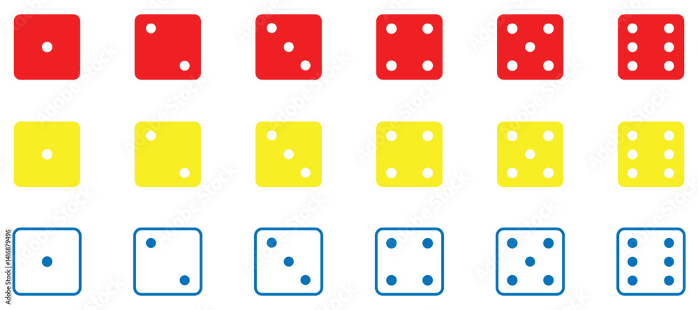 Game dice.Gaming dice icons.. Dice from one to six. Dices Vector illustration Game dice.Gaming dice icons.. Dice from one to six. Dices Vector illustration