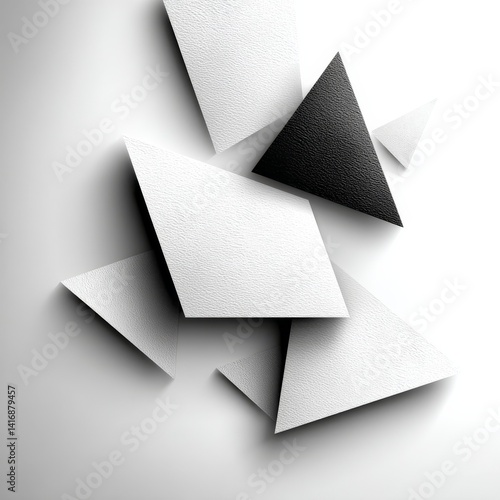 Obraz na płótnie Modern Abstract Composition of Textured Geometric Shapes in White and Black with Soft Shadows w salonie