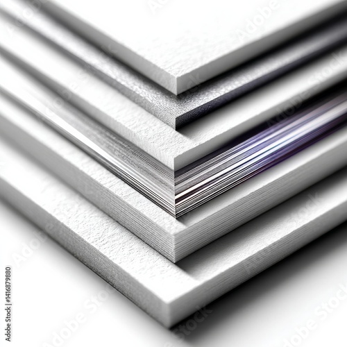 Obraz na płótnie Stack of Textured White and Gray Papers or Cardboard, Abstract Minimalist Aesthetic Composition. w salonie