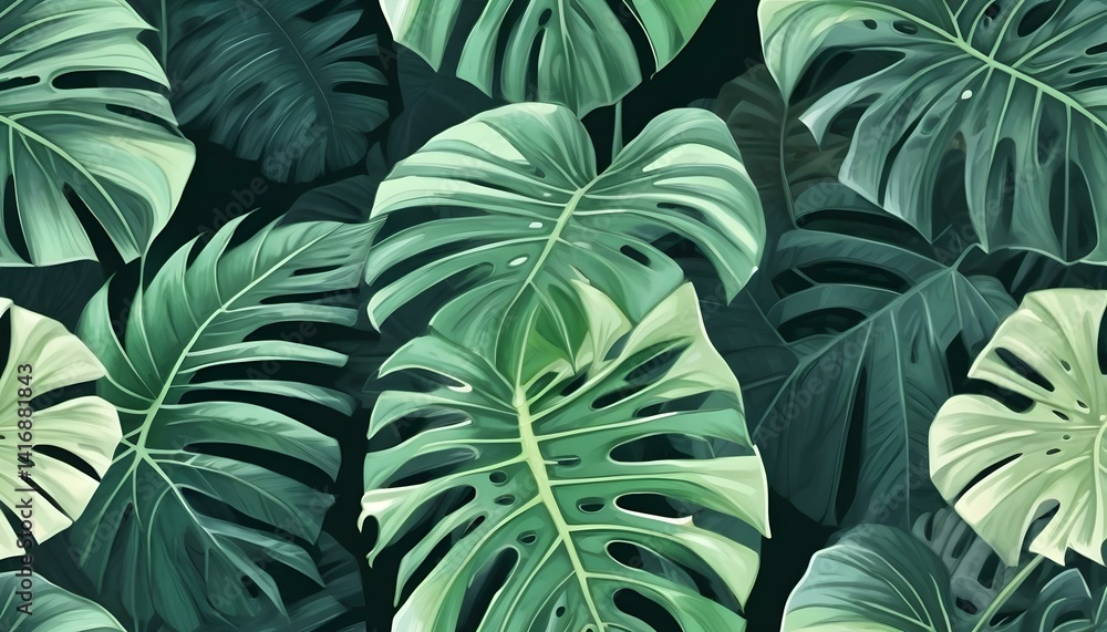 custom made wallpaper toronto digitalVibrant monstera leaves create a dense, seamless pattern, perfect for tropical designs and wallpapers.