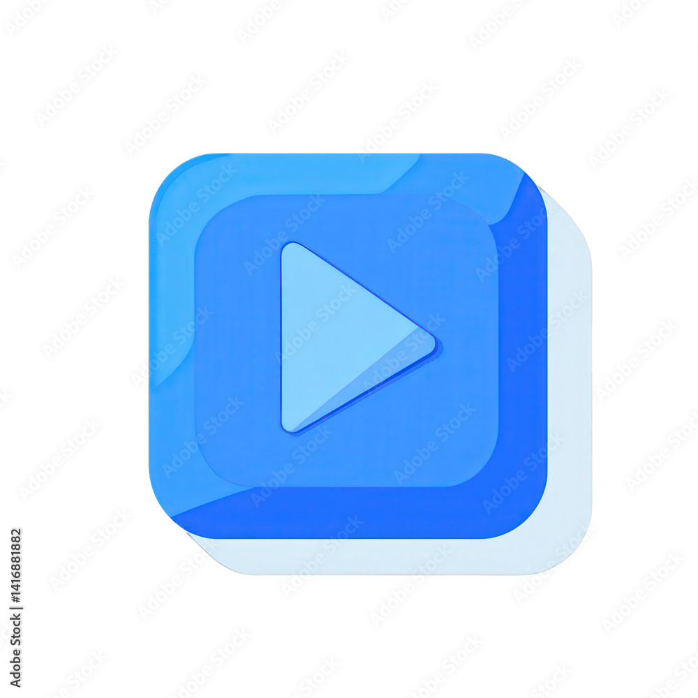 A vibrant blue play button icon designed for digital media, symbolizing video playback, with a clean background for versatile use in technology , isolated on white or transparent png A vibrant blue play button icon designed for digital media, symbolizing video playback, with a clean background for versatile use in technology , isolated on white or transparent png