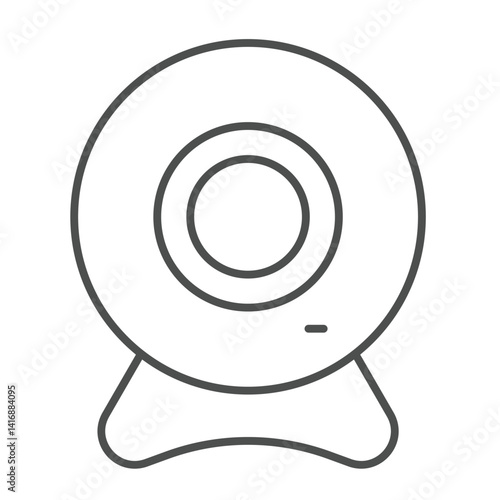 Web camera thin line icon, remote work concept. Vector graphics. Video call recording device for online conference sign on white background, linear style icon for mobile or web design.