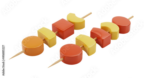 Isolated Two Fruit Skewers