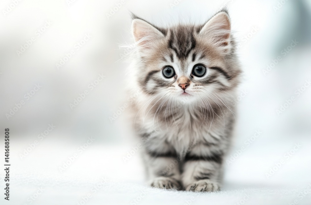 Fototapeta premium A kitten with long fur and a cute expression,