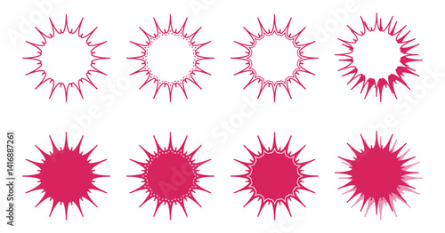 シンプルなギザギザした形 吹き出し セット