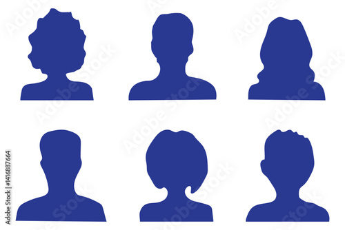 Men and women avatars set. Male and female silhouettes abstract people. User profiles badges. Unknown or anonymous persons. Vector illustration