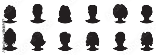 Men and women avatars set. Male and female silhouettes abstract people. User profiles badges. Unknown or anonymous persons. Vector illustration