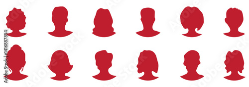 Men and women avatars set. Male and female silhouettes abstract people. User profiles badges. Unknown or anonymous persons. Vector illustration