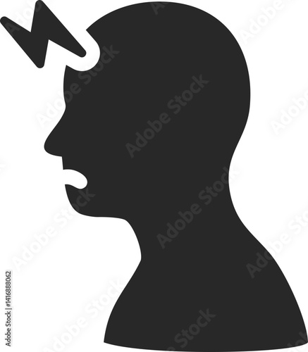 Person with headache solid icon vector for office syndrome and stress symptoms.