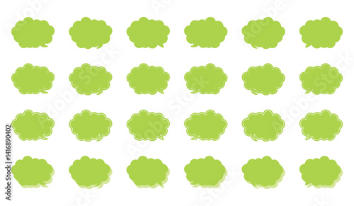 シンプルな丸みのある雲形 吹き出し セット