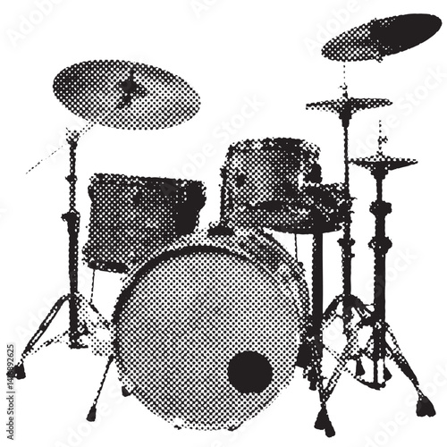 Drum kit halftone grunge vector design element