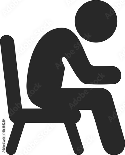 Person slouching on chair solid icon vector for poor posture and office syndrome.