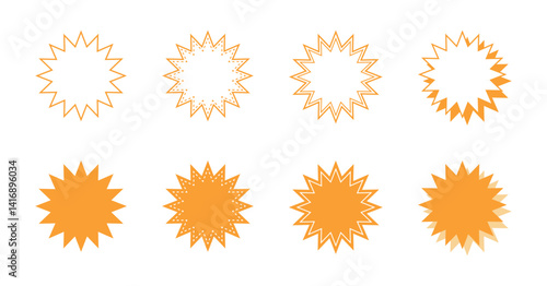 シンプルなギザギザした形 吹き出し セット