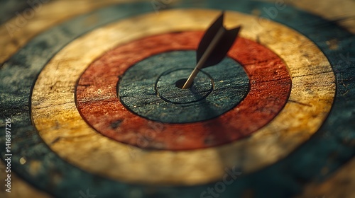 Bullseye Hit By Arrow Demonstrating Accuracy and Target Success photo