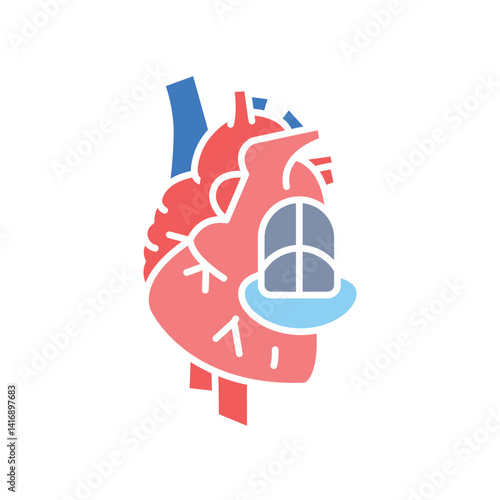 heart implant color flat icon for digital and print projects.