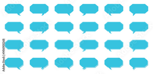 シンプルな細長い八角形 吹き出し セット