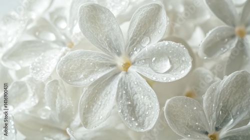 Dewy white flowers shining