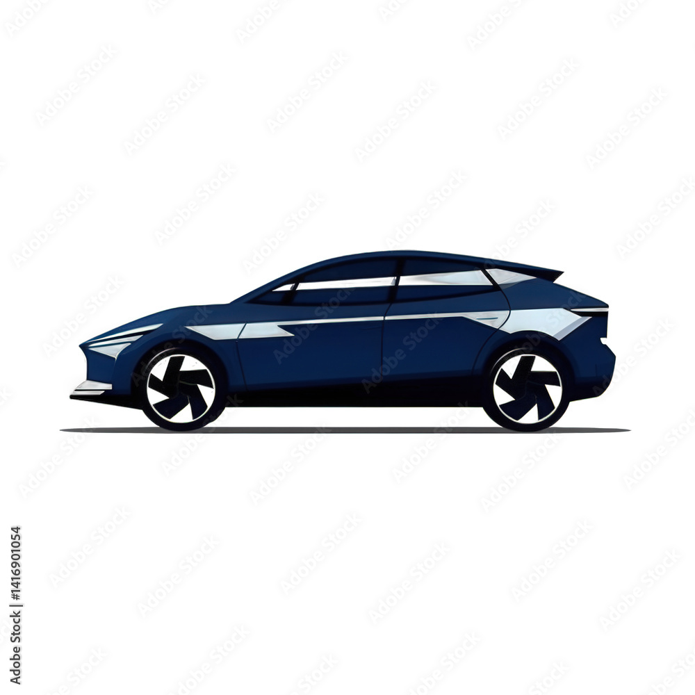 Sleek blue hatchback car side view, showcasing modern design and smooth lines against a minimalist background, ideal for automotive advertising , isolated on white or transparent png Sleek blue hatchback car side view, showcasing modern design and smooth lines against a minimalist background, ideal for automotive advertising , isolated on white or transparent png