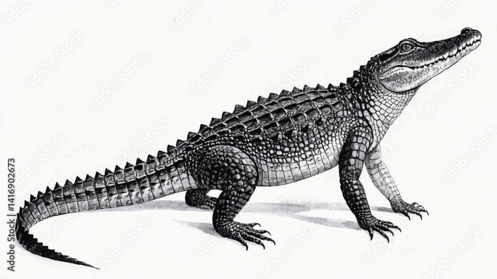 Naklejka premium Swamp hues alligator isolated watercolor vector illustration svg 