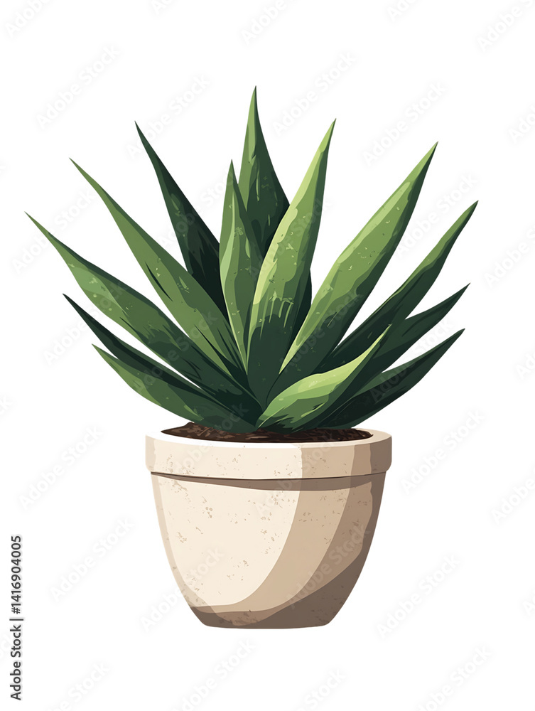 Green Succulent in Cream Pot on Transparent Background, PNG Green Succulent in Cream Pot on Transparent Background, PNG