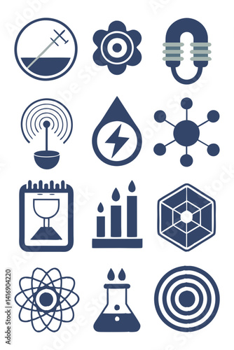 Variety of Science and Industry Icon Representations Isolated
