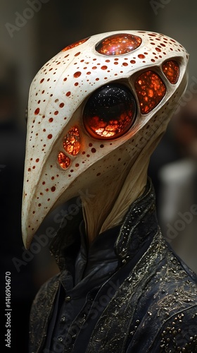 Elegant Person Wearing Mask Intricate Artistic Costume Design Portrait Image