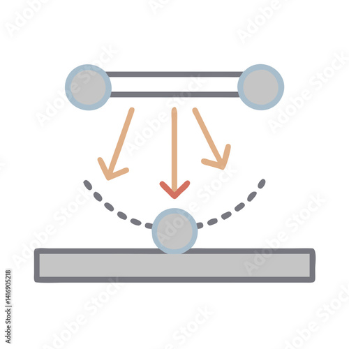 Cartoon Newton's cradle representing conservation of momentum principle