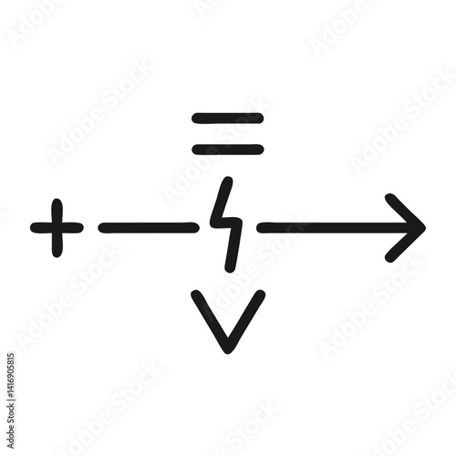 Voltage Direction Vector Graphic with Electric Potential Symbol