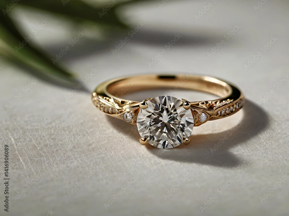 Elegant wedding ring featuring a brilliant diamond. Elegant wedding ring featuring a brilliant diamond.