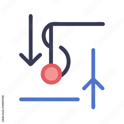Conceptual illustration of change or reversal direction with lines