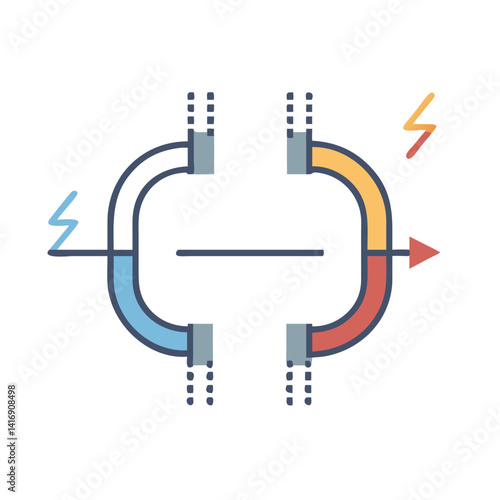 Heat exchanger symbol with flow and temperature gradient