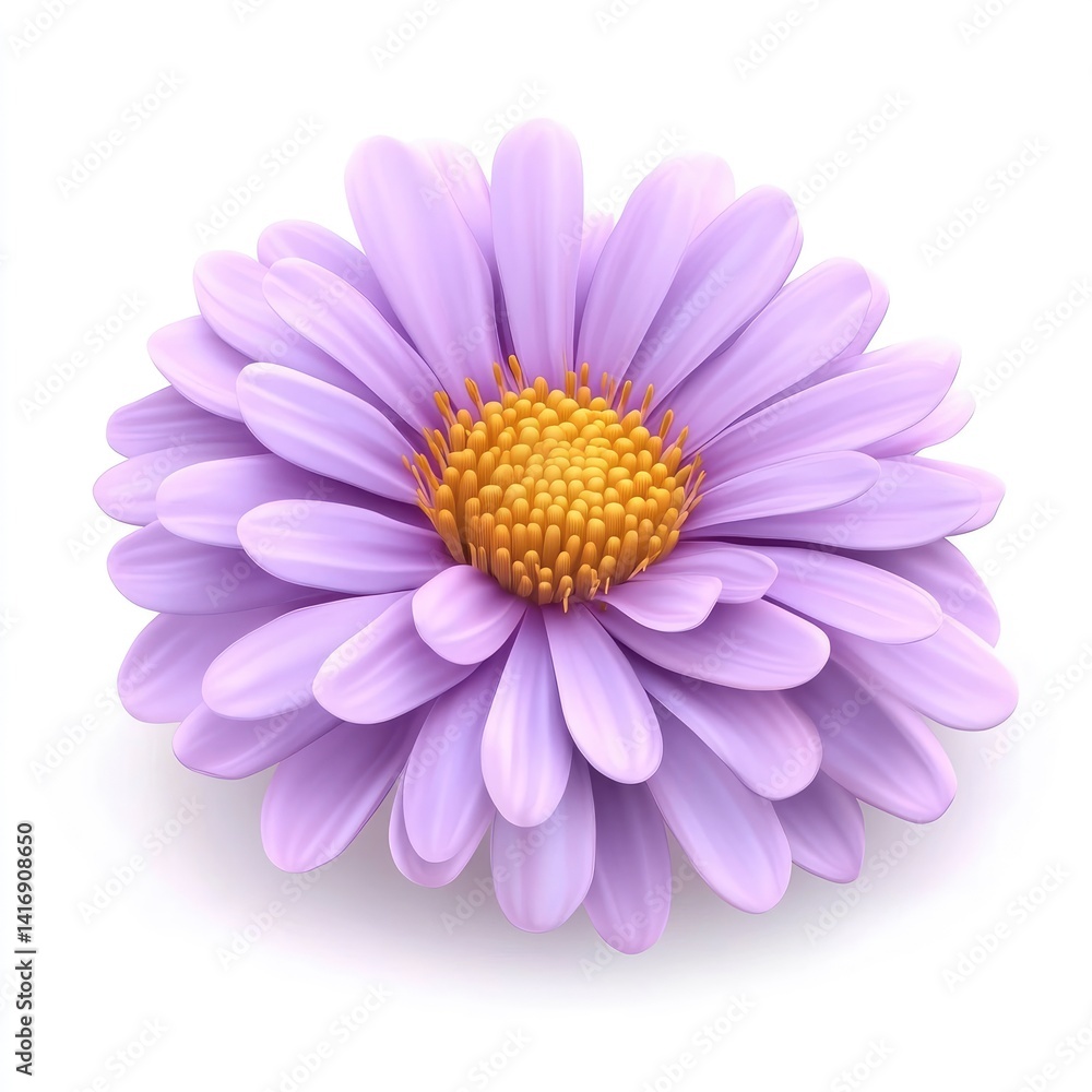 Lavender-colored flower in a detailed 3D rendering. Lavender-colored flower in a detailed 3D rendering.