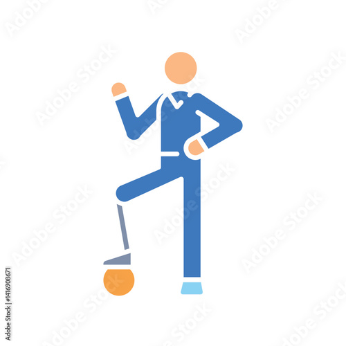 person with prosthesis color flat icon for digital and print projects.