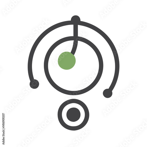 Minimalist abstract planetary symbol on a black background