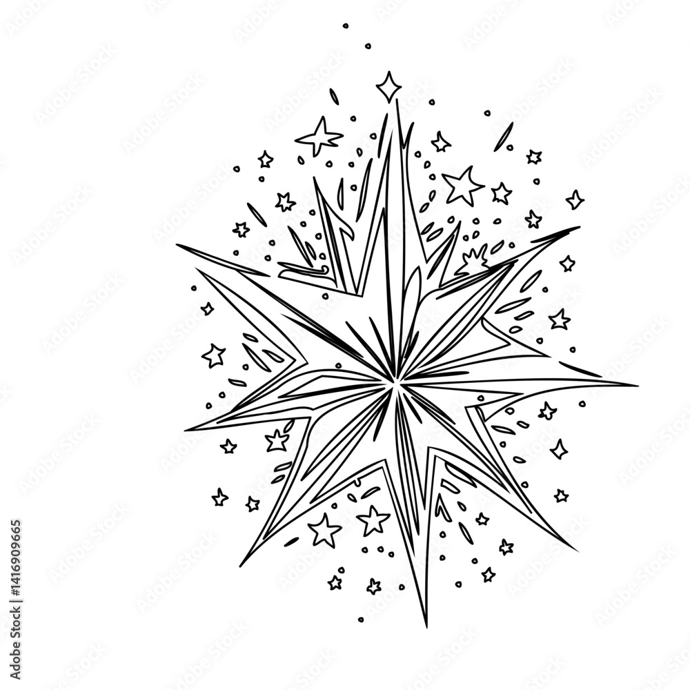 Fototapeta premium Geometric Starburst Design with Star Accents