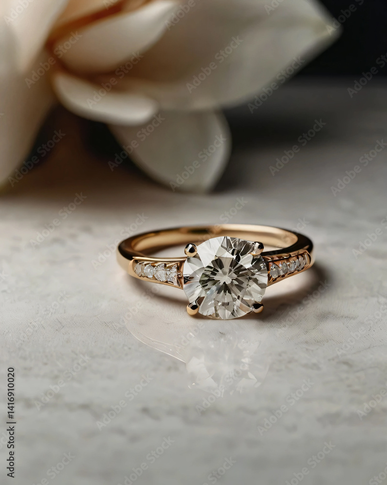 Elegant wedding ring featuring a brilliant diamond. Elegant wedding ring featuring a brilliant diamond.