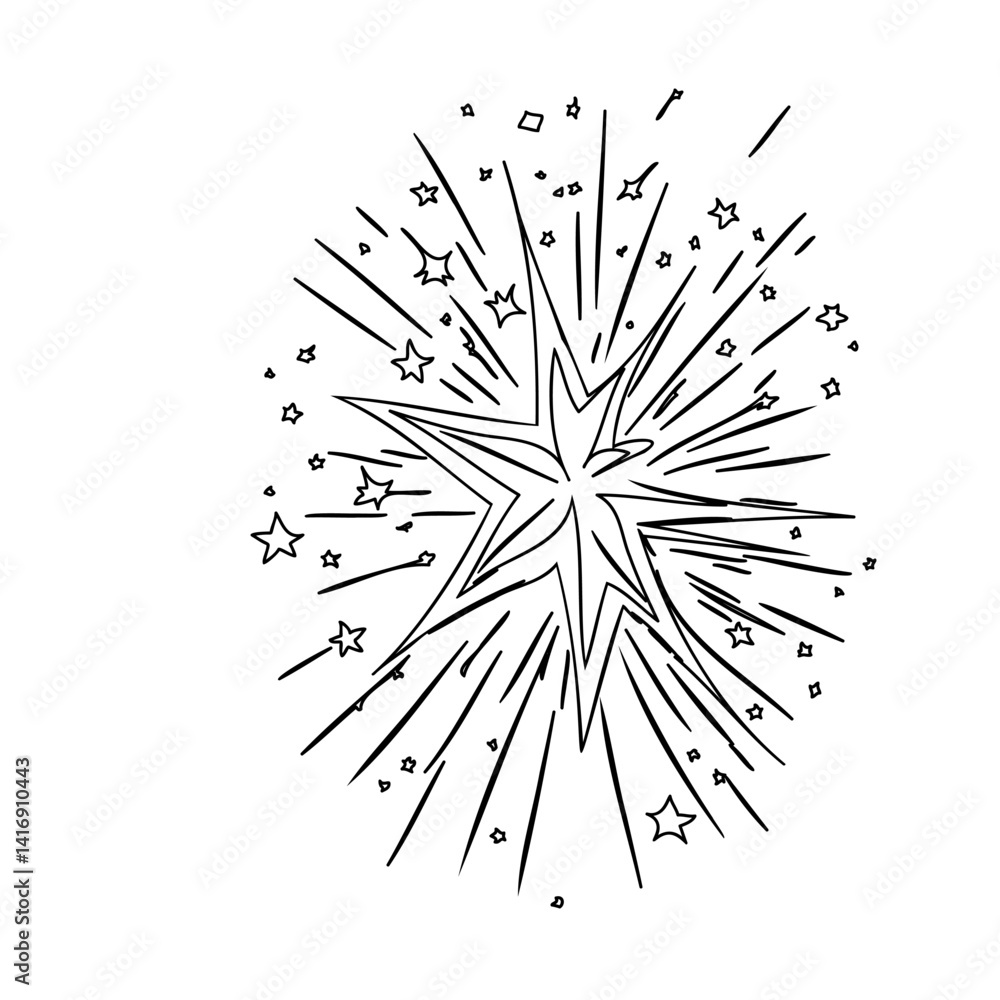 Obraz premium Sparkling Star Explosion Hand Drawn Illustration