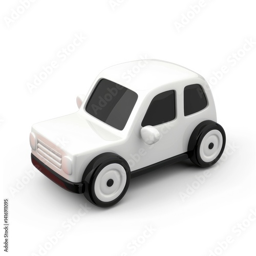 Obraz na płótnie Simple white toy car illustration. w salonie