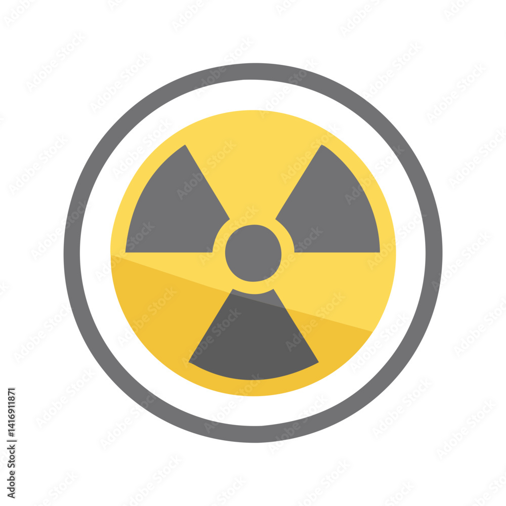 Radioactive Symbol Icon with Warning Sign Circle Radioactive Symbol Icon with Warning Sign Circle