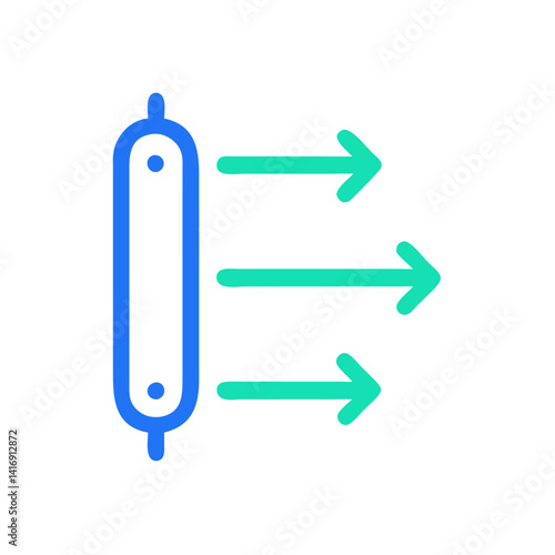 Data Extraction Icon: Transferring Information Outwards, Flat Design