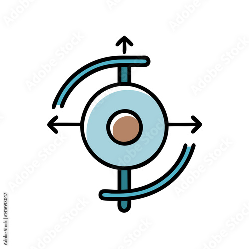 Abstract symbol, stylized flower, light blue and brown tones