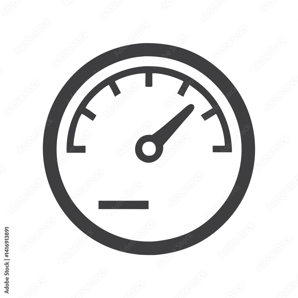 Minimalist Gray Gauge Icon on Black Background Minimalist Gray Gauge Icon on Black Background