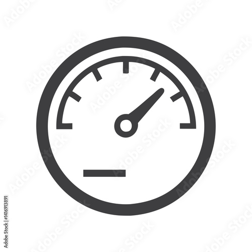 Minimalist Gray Gauge Icon on Black Background