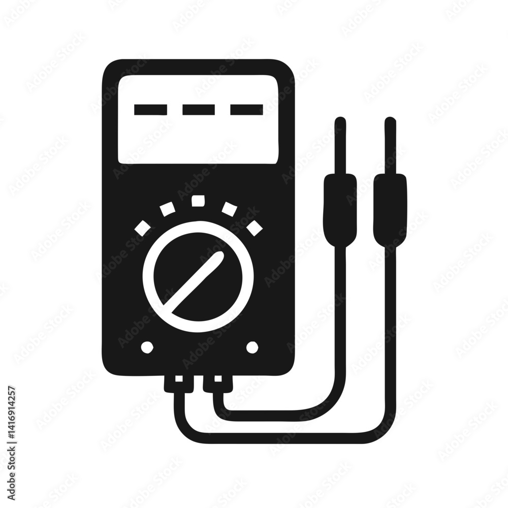 Fototapeta premium Black and White Multimeter, Electrical Testing Equipment Icon
