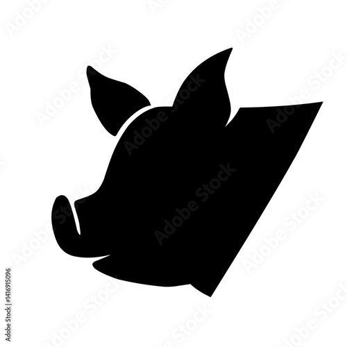 Pig Head Logo Silhouette Vector Illustration Vector