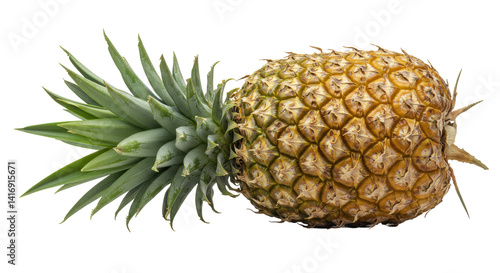 Isolated Ripe Pineapple with Green Leaves
