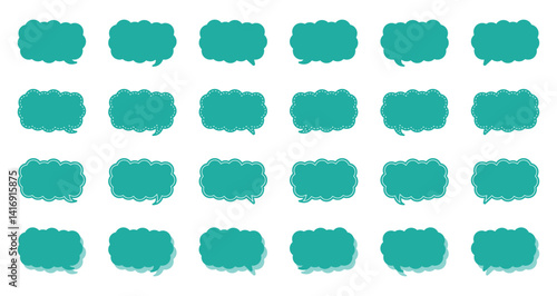 シンプルな細長い雲形 吹き出し セット